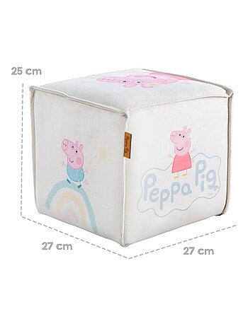 Puff cubo en terciopelo suave para niños 'Roba Peppa Pig'