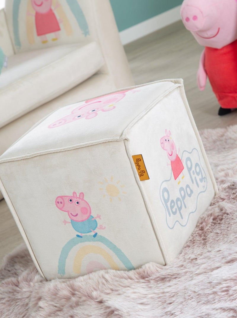 Puff cubo en terciopelo suave para niños 'Roba Peppa Pig' Beige - Kiabi
