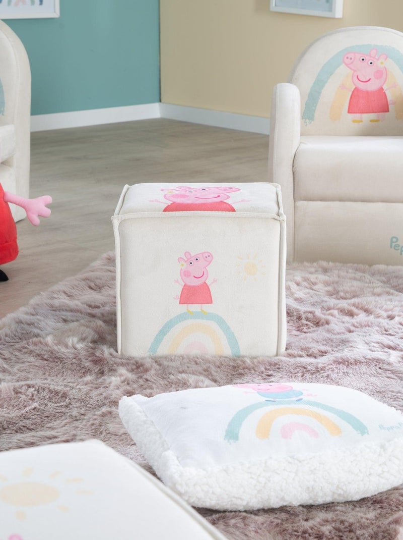 Puff cubo en terciopelo suave para niños 'Roba Peppa Pig' Beige - Kiabi