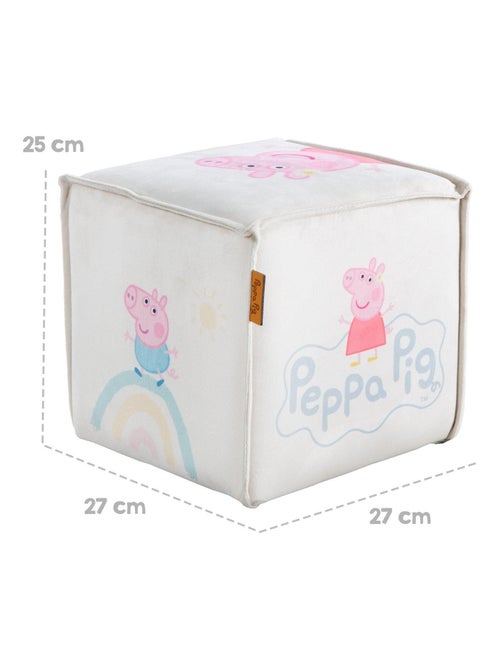Puff cubo en terciopelo suave para niños 'Roba Peppa Pig' - Kiabi