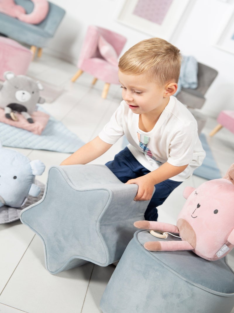 Puff estrella en terciopelo suave para niños - ROBA 'lil sofa' Azul claro - Kiabi