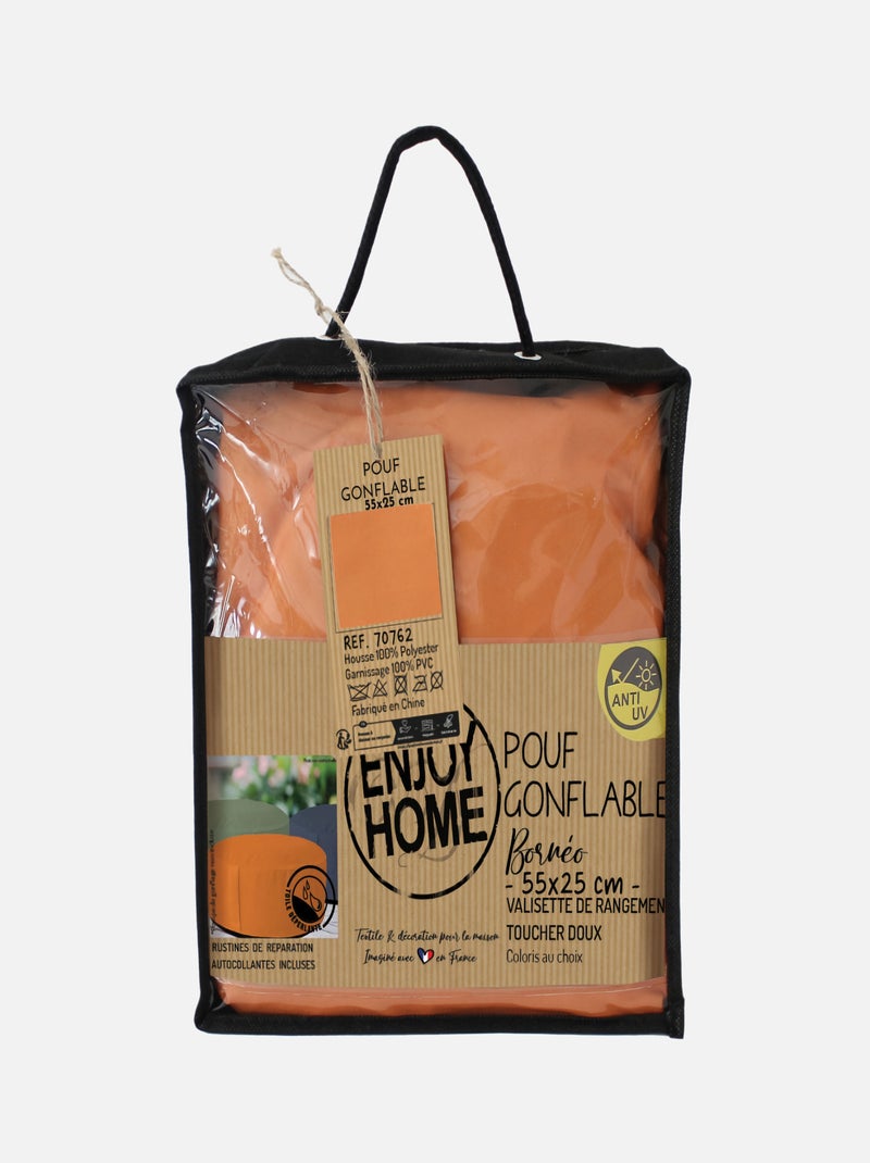 Puff hinchable para exteriores Naranja coral - Kiabi