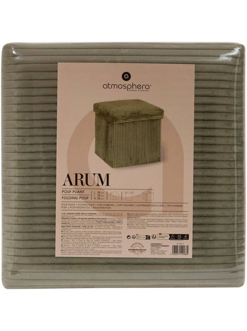 Puff plegable arum verde caqui 38x38cm - Kiabi Puff plegable arum verde caqui 38x38cm - Kiabi