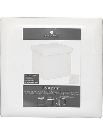 Puff plegable ezzio piel blanco