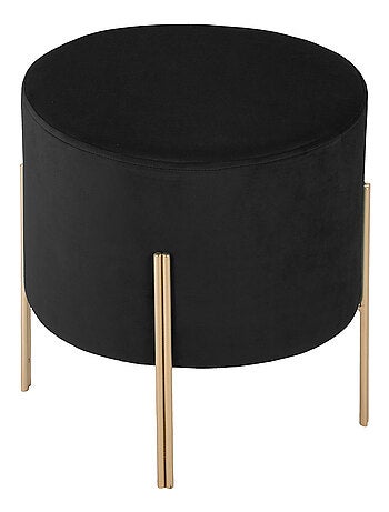 Puff redondo de metal y terciopelo