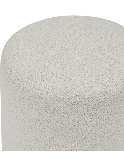 Puff redondo de tela bouclette con base de madera - Kiabi
