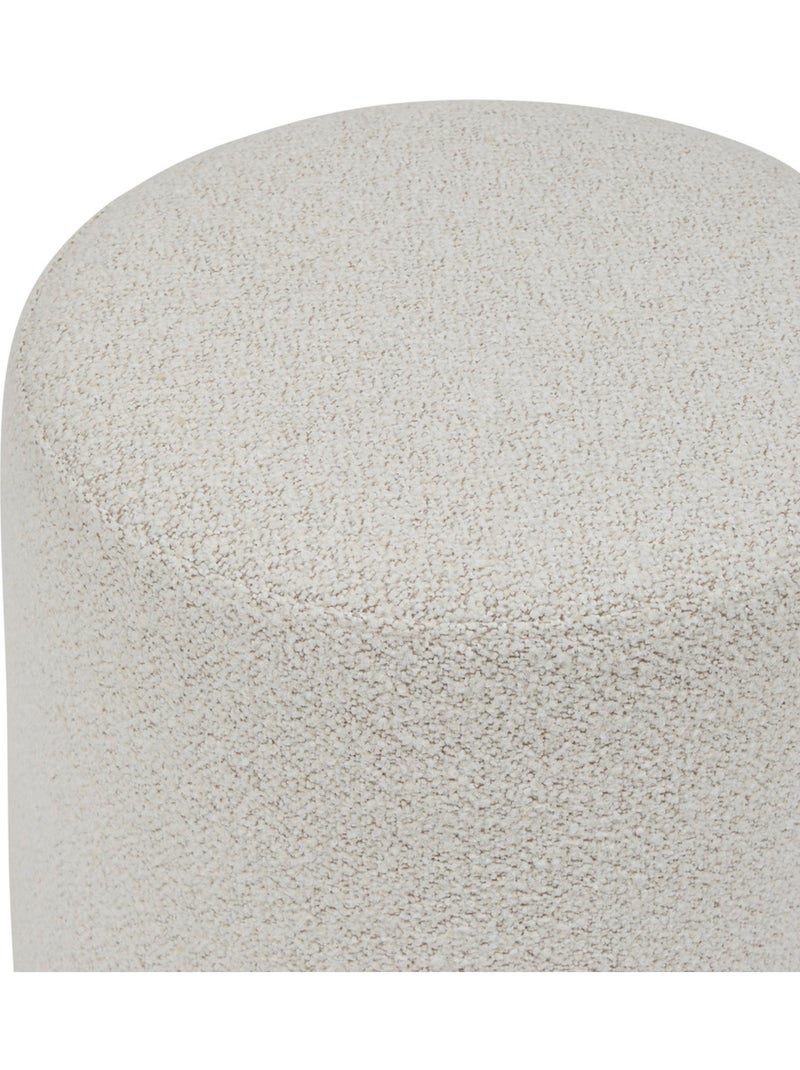 Puff redondo de tela bouclette con base de madera Blanco - Kiabi