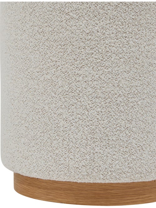 Puff redondo de tela bouclette con base de madera - Kiabi