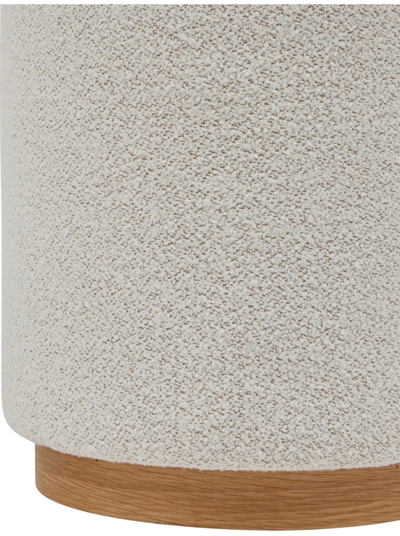 Puff redondo de tela bouclette con base de madera Blanco - Kiabi