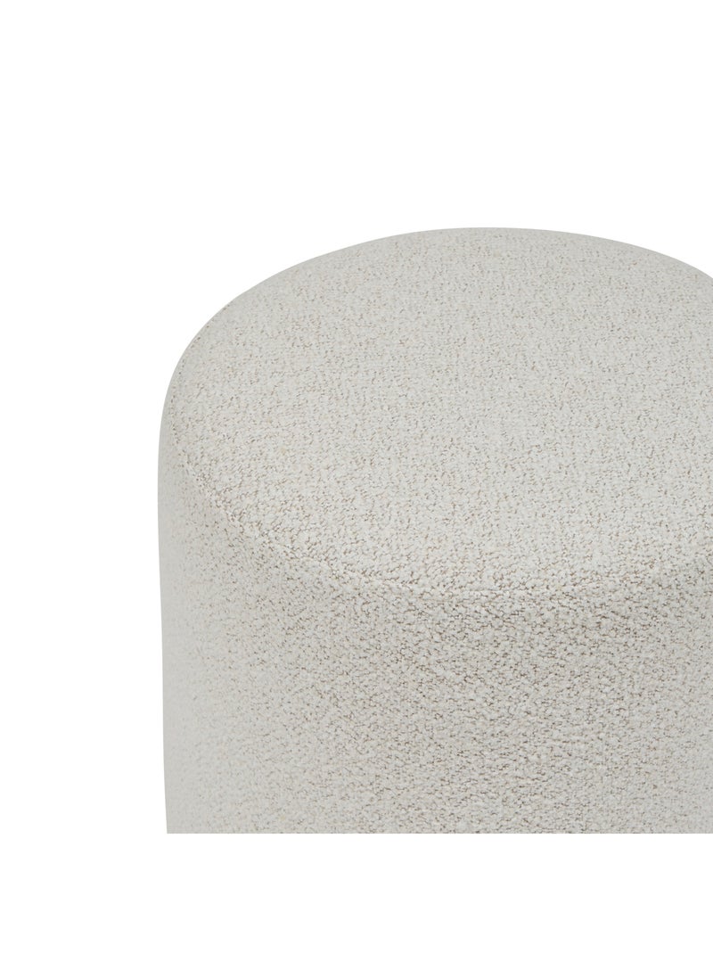 Puff redondo de tela bouclette con base de madera Crudo - Kiabi