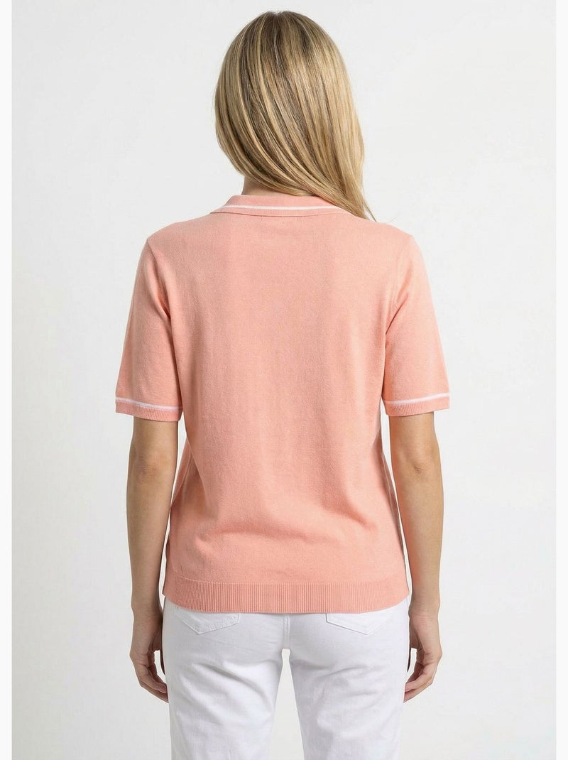 Pull fin col polo manches courtes - Afibel Albaricoque - Kiabi