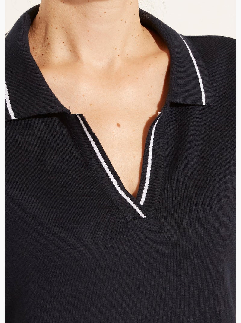 Pull fin col polo manches courtes - Afibel Azul marino - Kiabi