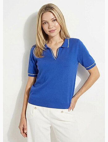 Pull fin col polo manches courtes - Afibel