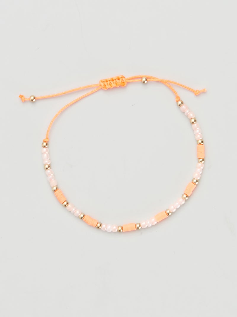 Pulsera ajustable de perlas BEIGE - Kiabi