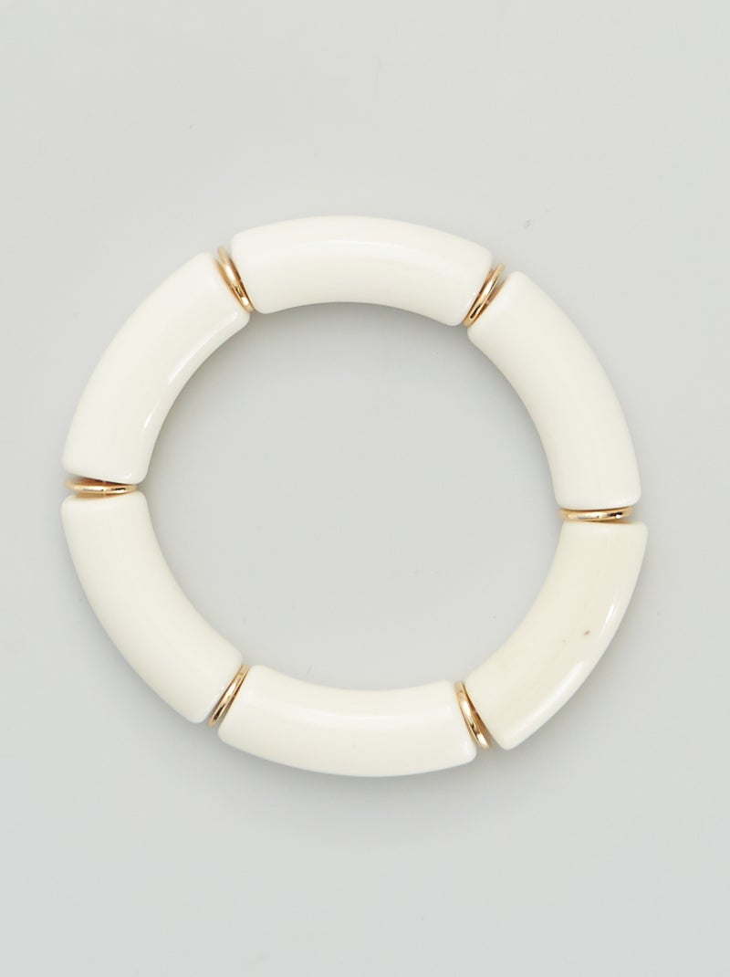 Pulsera ancha con perlas blanco - Kiabi