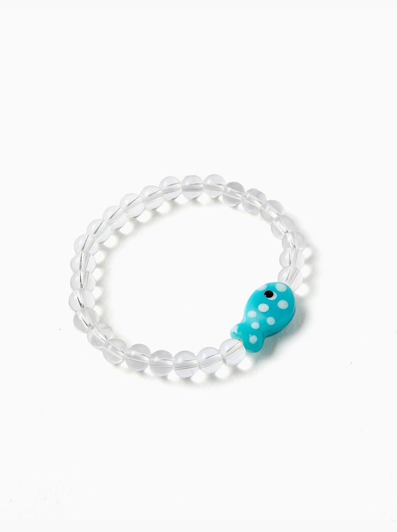 Pulsera de cuentas con colgante en forma de pez Blanco Azul - Kiabi