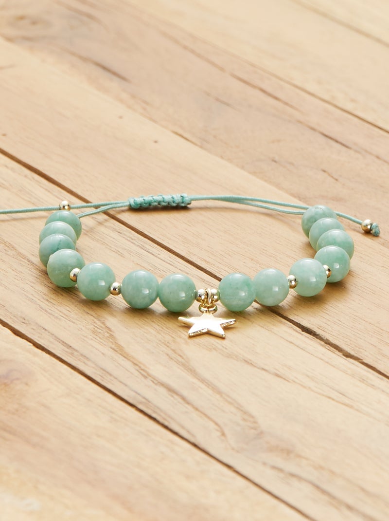 Pulsera de perlas y estrellas VERDE - Kiabi