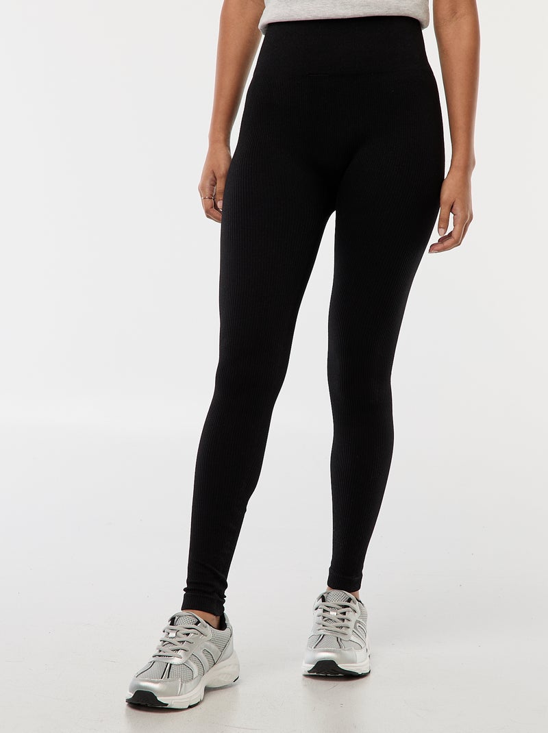 Punto elástico de canalé sin costuras negro - Kiabi