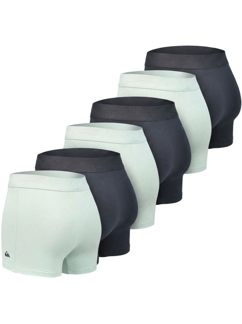 Quiksilver Pack de 6 Boxers Hombre Algodón Stretch Logo Negro Azul cielo - Kiabi