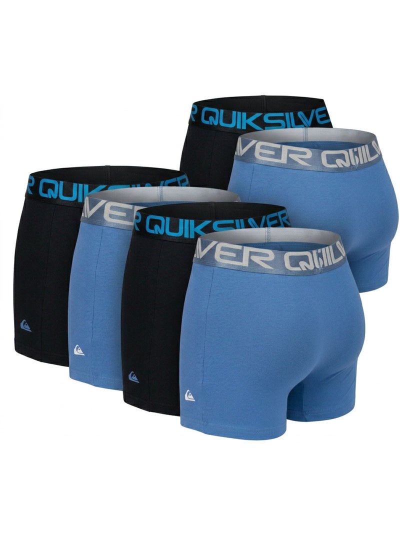 Quiksilver Pack de 6 Boxers Hombre Algodón Stretch Logo Negro Azul - Kiabi