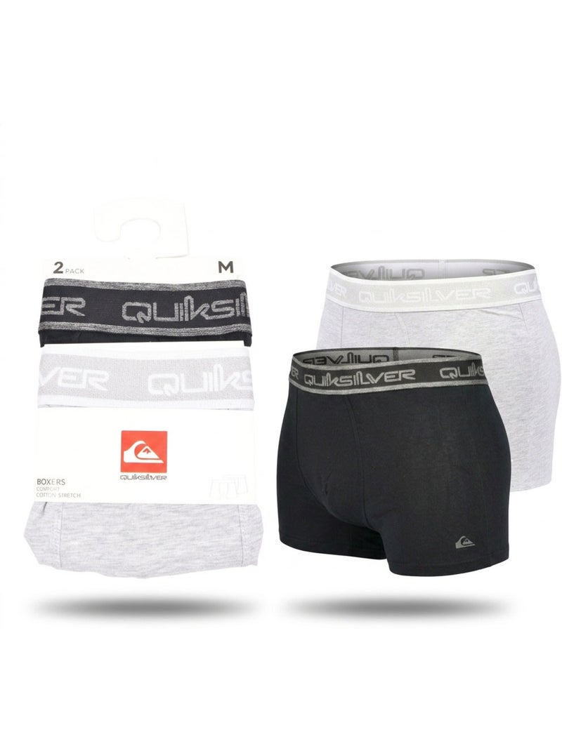 Quiksilver Pack de 6 Boxers Hombre Algodón Stretch Logo Negro Gris - Kiabi