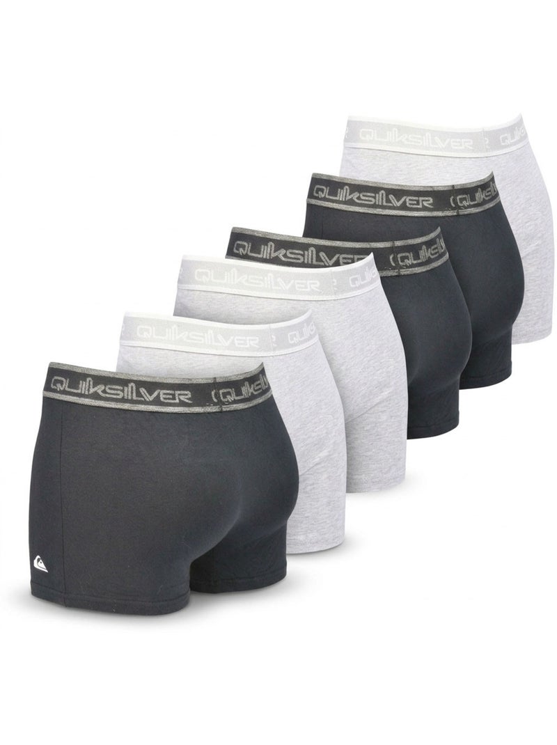 Quiksilver Pack de 6 Boxers Hombre Algodón Stretch Logo Negro Gris - Kiabi