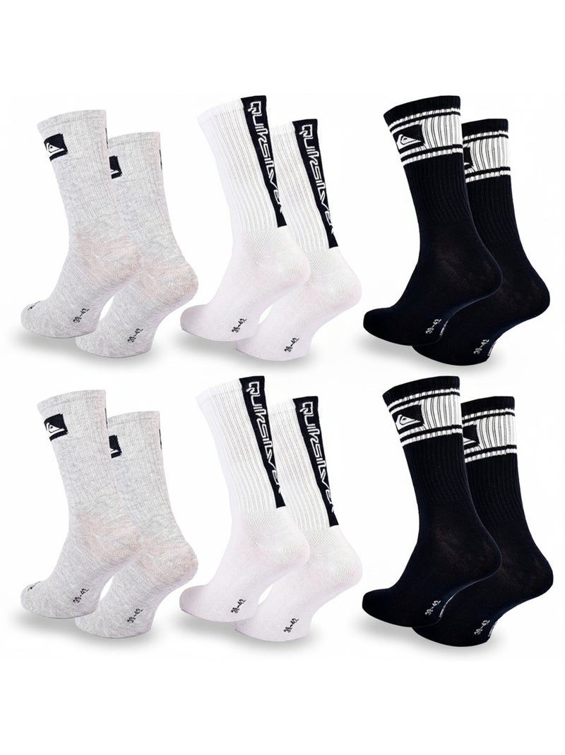 Quiksilver Pack de calcetines para hombre Crew Lote de 6 pares Regular Lifestyle Blanco Negro Gris - Kiabi