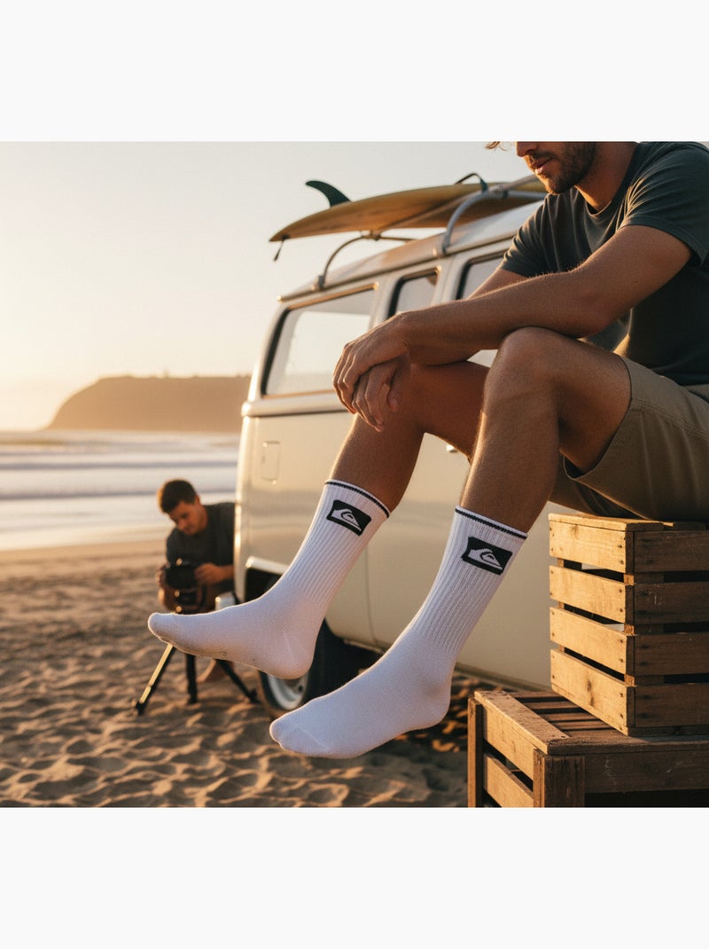 Quiksilver Pack de calcetines para hombre Crew Lote de 6 pares Regular Lifestyle Blanco / Negro / Verde - Kiabi