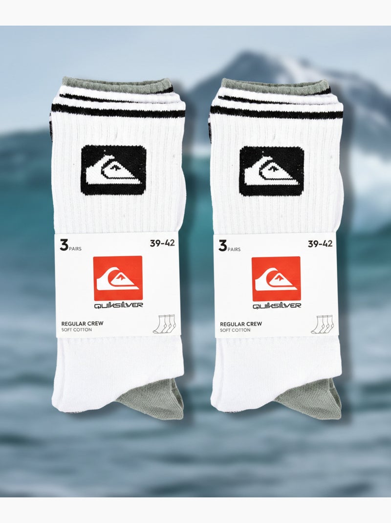Quiksilver Pack de calcetines para hombre Crew Lote de 6 pares Regular Lifestyle Blanco / Negro / Verde - Kiabi