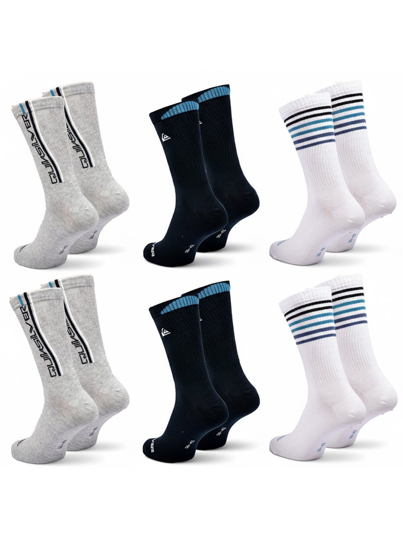 Quiksilver Pack de calcetines para hombre Crew Lote de 6 pares Regular Lifestyle Gris negro blanco - Kiabi