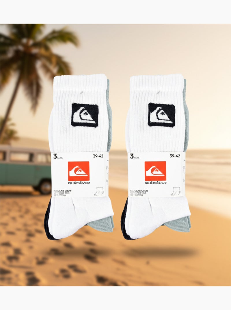 Quiksilver Pack de calcetines para hombre Crew Lote de 6 pares Sport Cushioned Blanco Negro Azul - Kiabi
