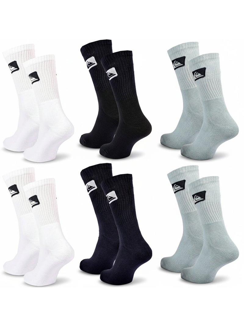 Quiksilver Pack de calcetines para hombre Crew Lote de 6 pares Sport Cushioned Blanco Negro Azul - Kiabi