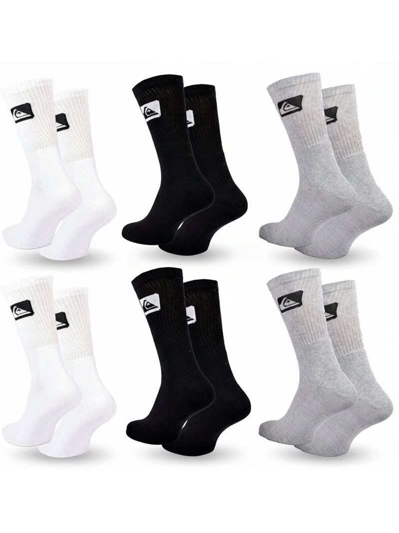 Quiksilver Pack de calcetines para hombre Crew Lote de 6 pares Sport Cushioned Blanco Negro Gris - Kiabi