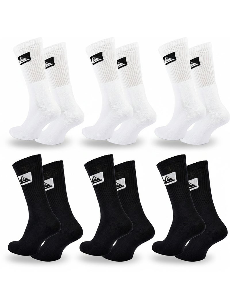 Quiksilver Pack de calcetines para hombre Crew Lote de 6 pares Sport Cushioned Blanco Negro - Kiabi