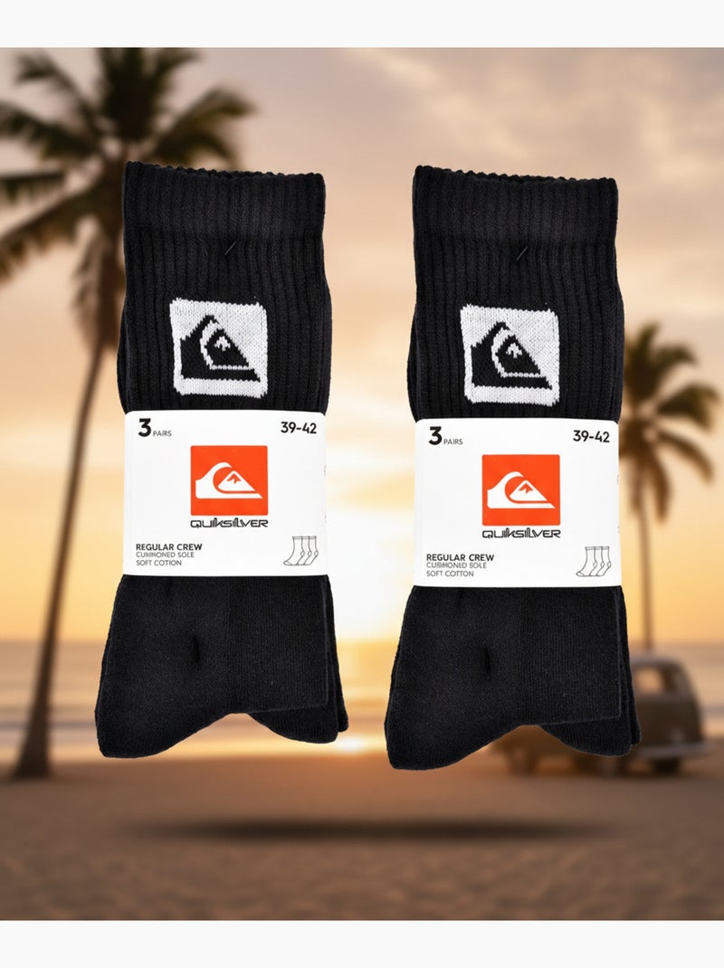 Quiksilver Pack de calcetines para hombre Crew Lote de 6 pares Sport Cushioned Negro - Kiabi
