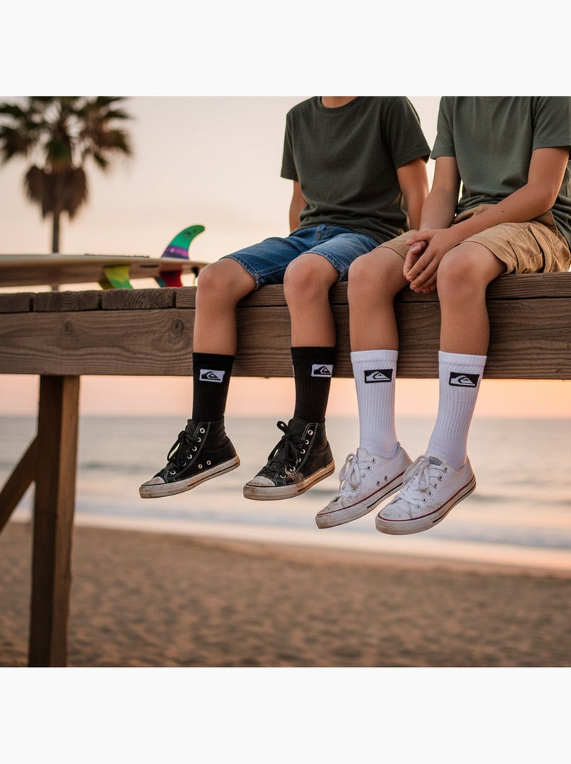 Quiksilver Pack de calcetines para niños Crew Lote de 6 pares Sport Cushioned Blanco Negro - Kiabi