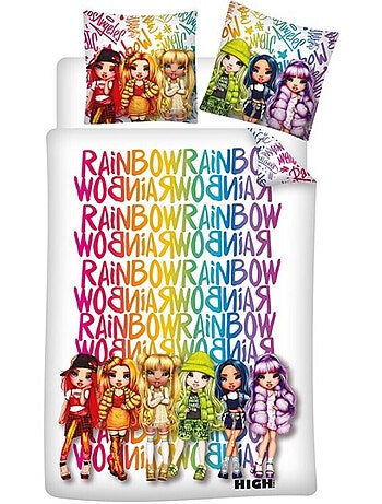 Rainbow High, Juego de sábanas infantil estampado reversible polialgodón