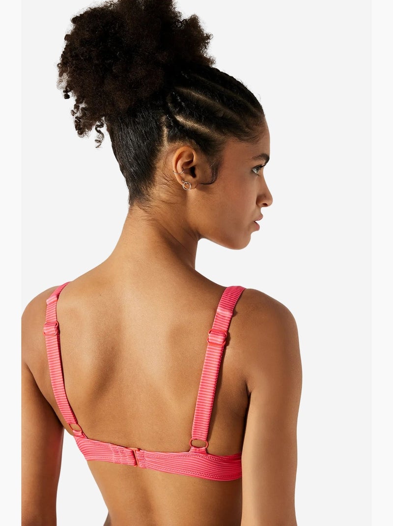 Rancho top de bikini de rayas con aros penti Rosa fluo/Solinotes - Kiabi