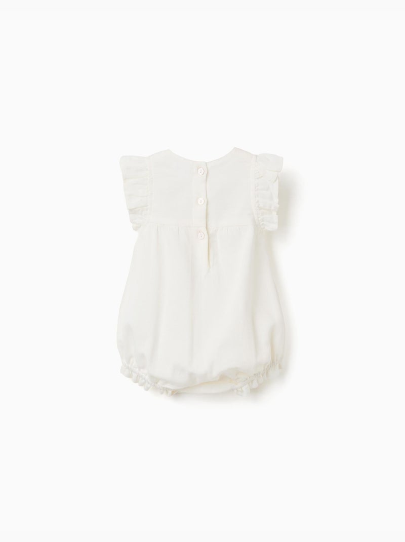 Ranita de algodón y lino con croché Blanco - Kiabi