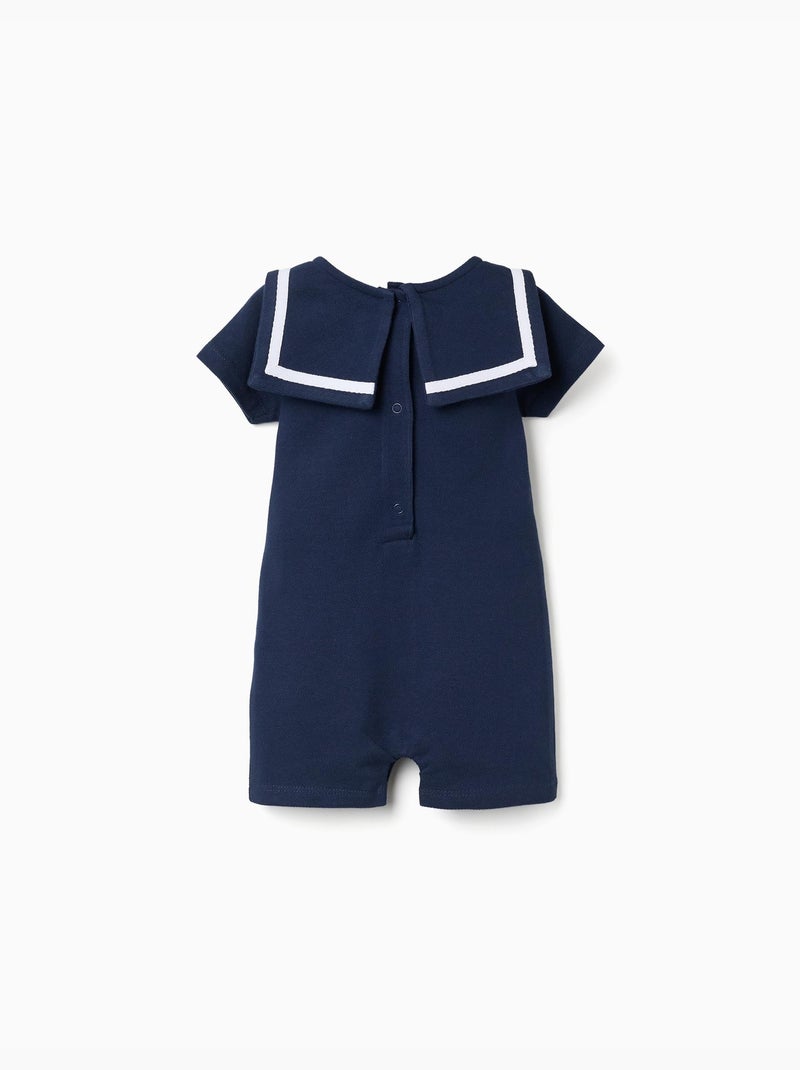Ranita de piqué de algodón con cuello marinero Azul oscuro - Kiabi