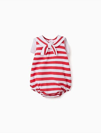 Ranita de punto a rayas con cuello marinero