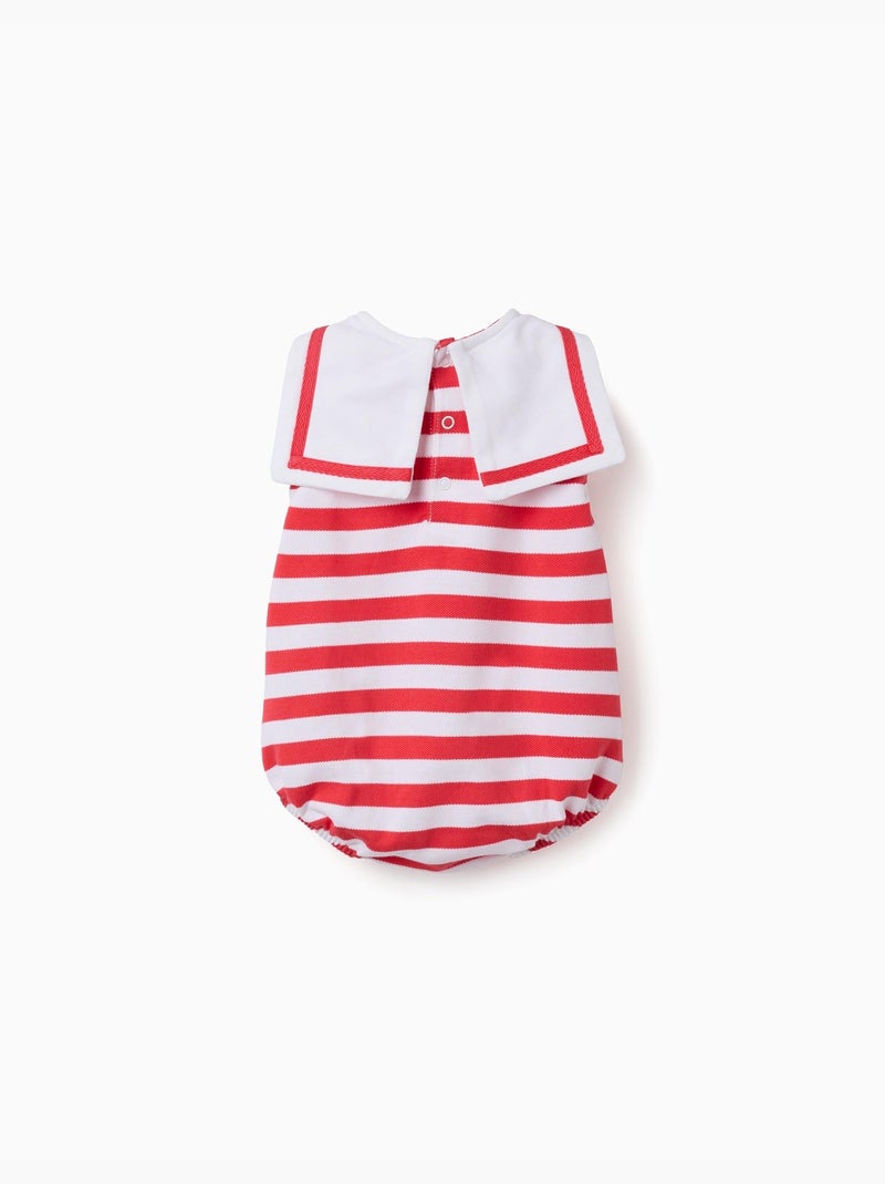 Ranita de punto a rayas con cuello marinero Rojo - Kiabi