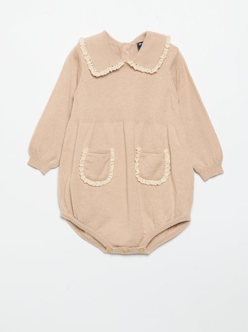 Ranita de punto con cuello y bolsillos de fantasía - Kiabi