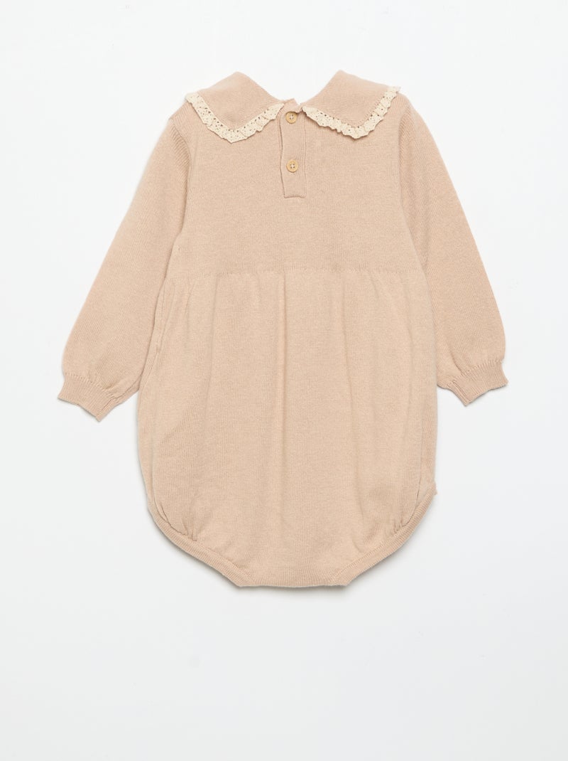 Ranita de punto con cuello y bolsillos de fantasía Beige - Kiabi