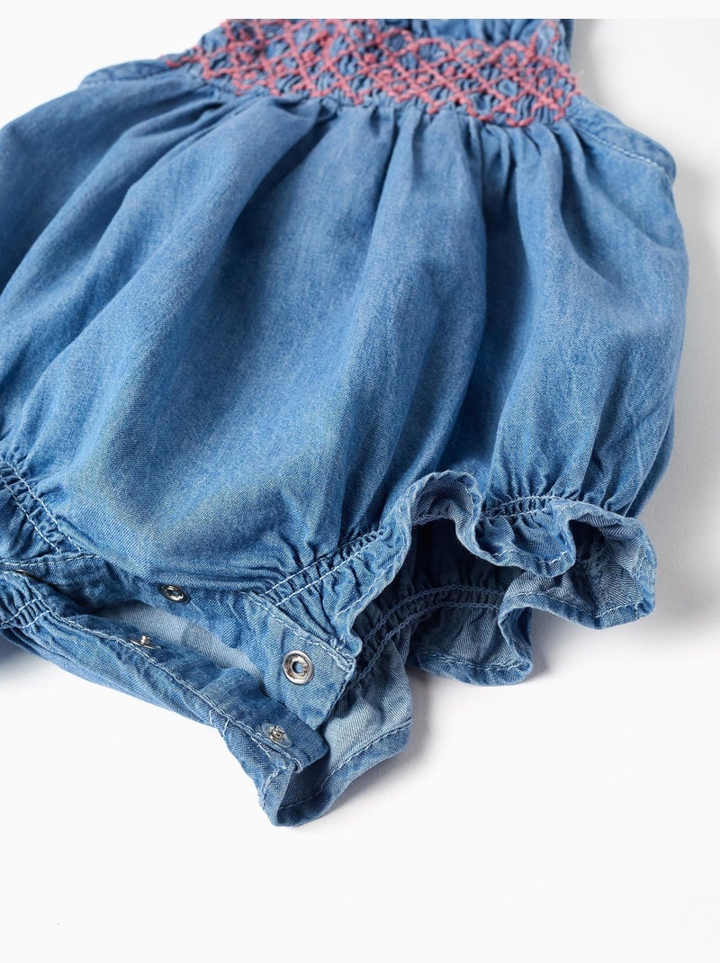 Ranita vaquera con bordado y volantes Azul Azul - Kiabi