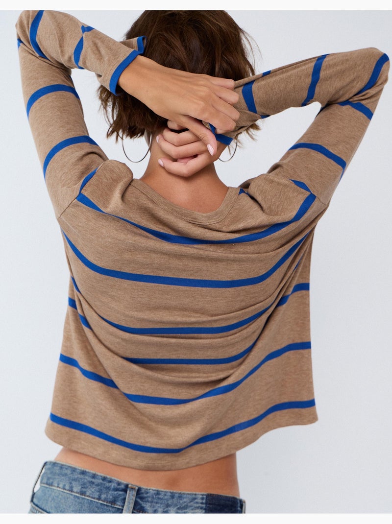 Rayas de camiseta de manga larga, mo fashion Azul - Kiabi