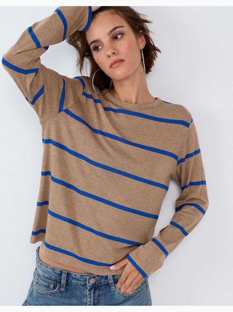 Rayas de camiseta de manga larga, mo fashion Azul - Kiabi