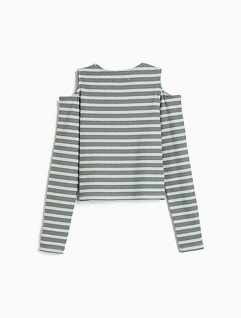 Rayas de camiseta de manga larga, mo fashion