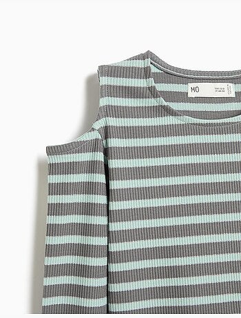 Rayas de camiseta de manga larga, mo fashion