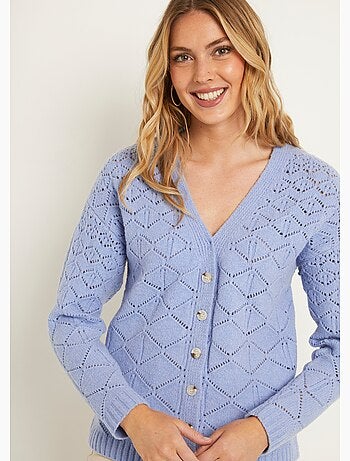 Rebeca corta abotonada con cuello de pico, lisa - Afibel